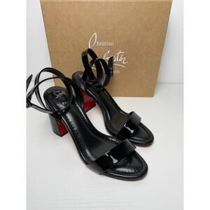 Christian Louboutin Miss Sabina 85 Patent Sandals SZ 40.5 Black